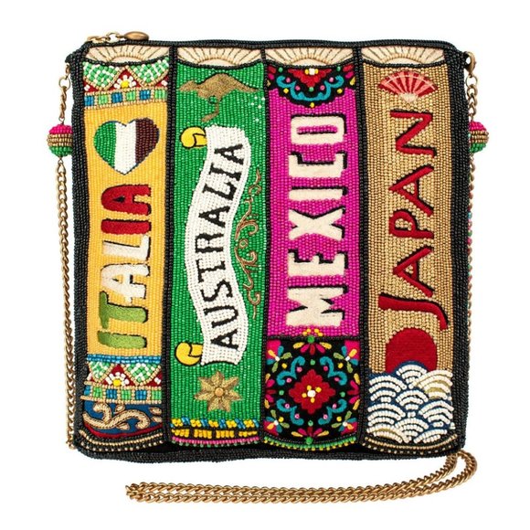 Mary Frances Handbags - LAST ONE - Mary Frances Well-Traveled Beaded Passport Crossbody Clutch Handbag